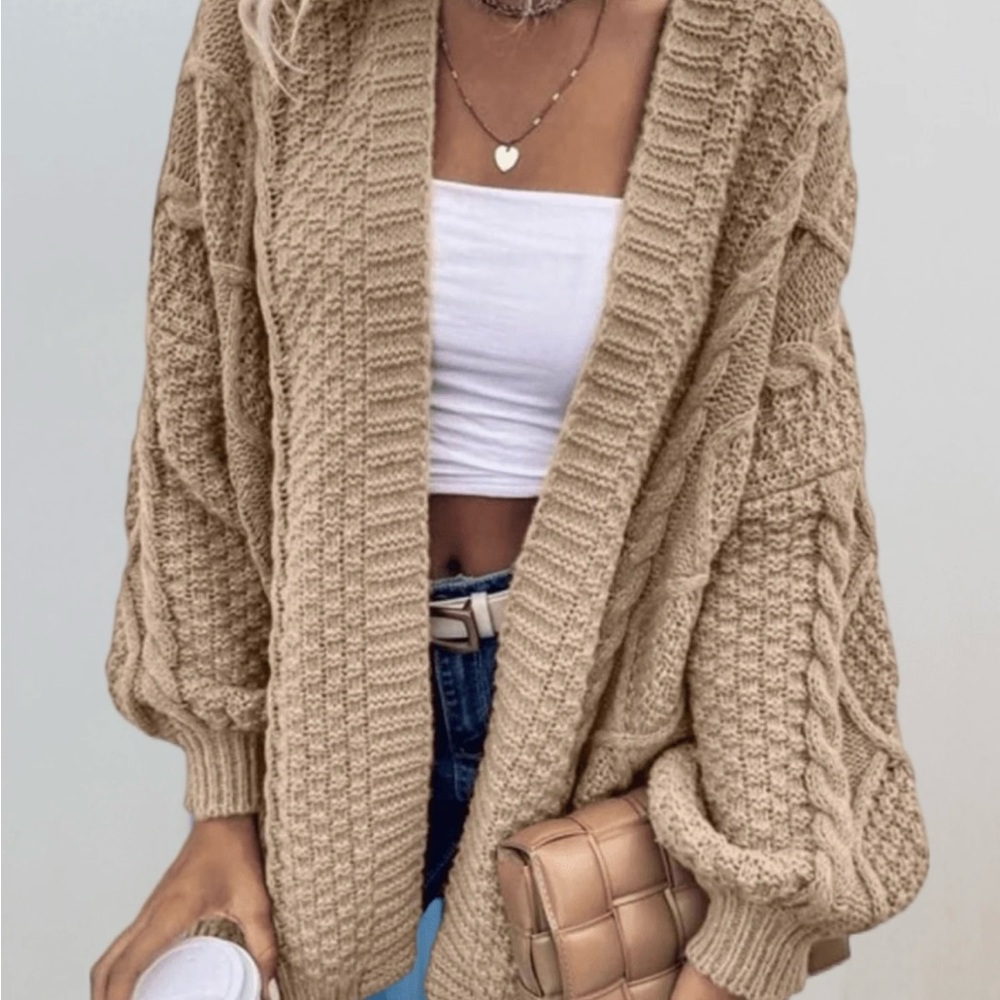 SHEIN Chunky Knit Cardigan - Beige